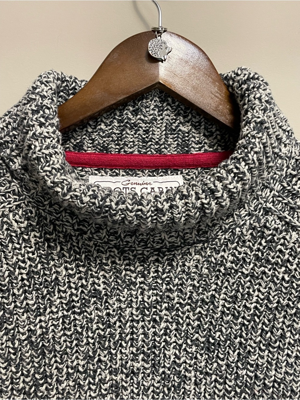 Roots Cabin Black & White Marled Turtleneck Sweater Men Women Medium - Picture 2 of 10